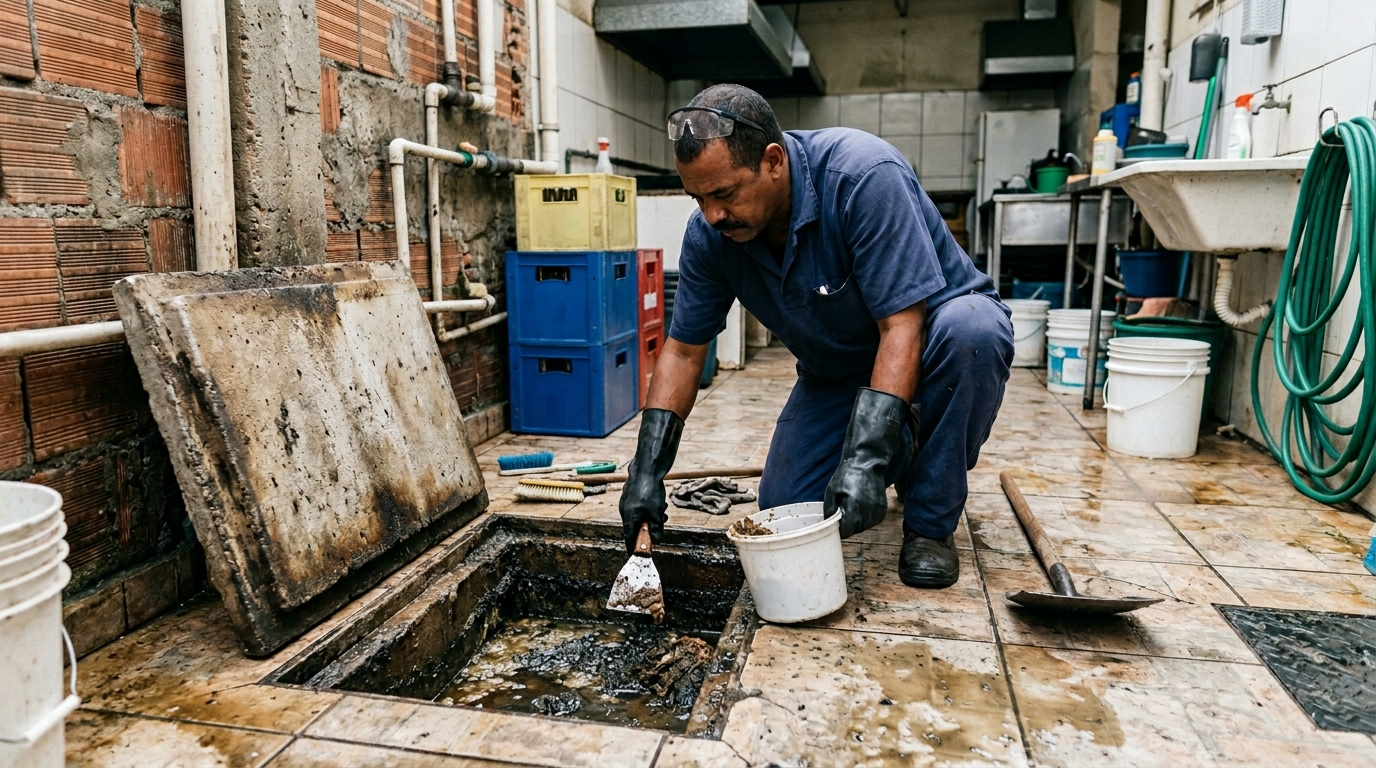 Limpeza de caixa de gordura residencial em Belo Horizonte‑MG